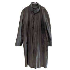 London Fog Men's Trenchcoat, 46 Long, Green, Removable Liner, Soft Microfiber